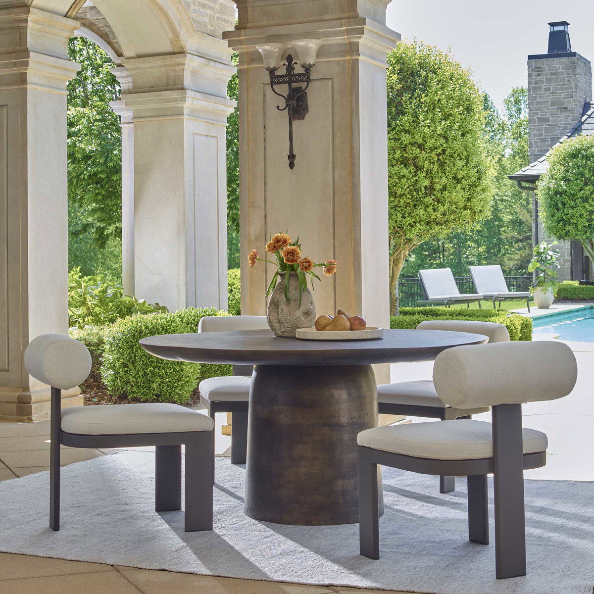 Madrone Golden Dark Bronze Outdoor Dining Table, Outdoor Table by Uttermost, 5' width x 2'6" height x 5' depth View 2