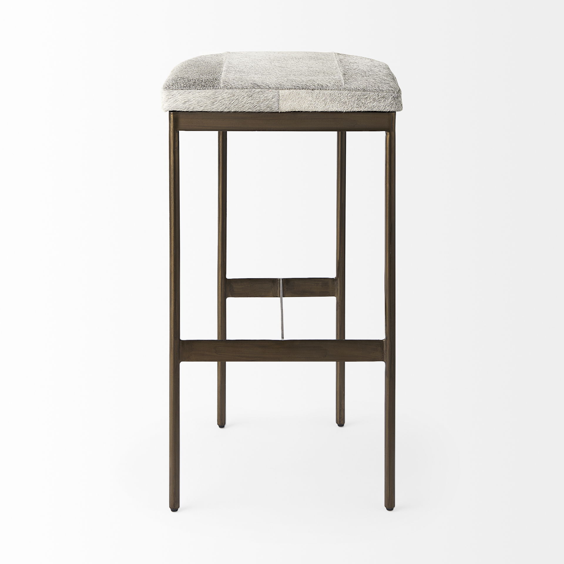 Millie 16.75 X 17.75 X 30 Hair-on-hide Seat with Gold Frame Bar Stool, Counter & Bar Stool by Mercana, 16.75" length x 17.75" width x 30" height View 6