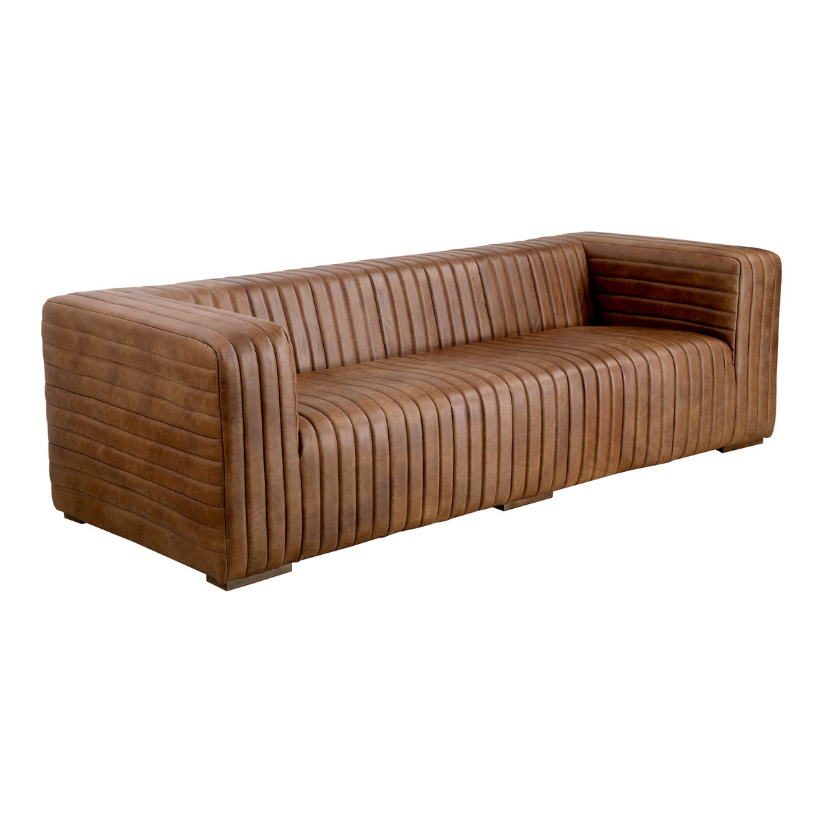 Castle Sofa Brown, Sofas & Sectional by Moe's Home, 95" width x 27.5" height x 39" depth View 2