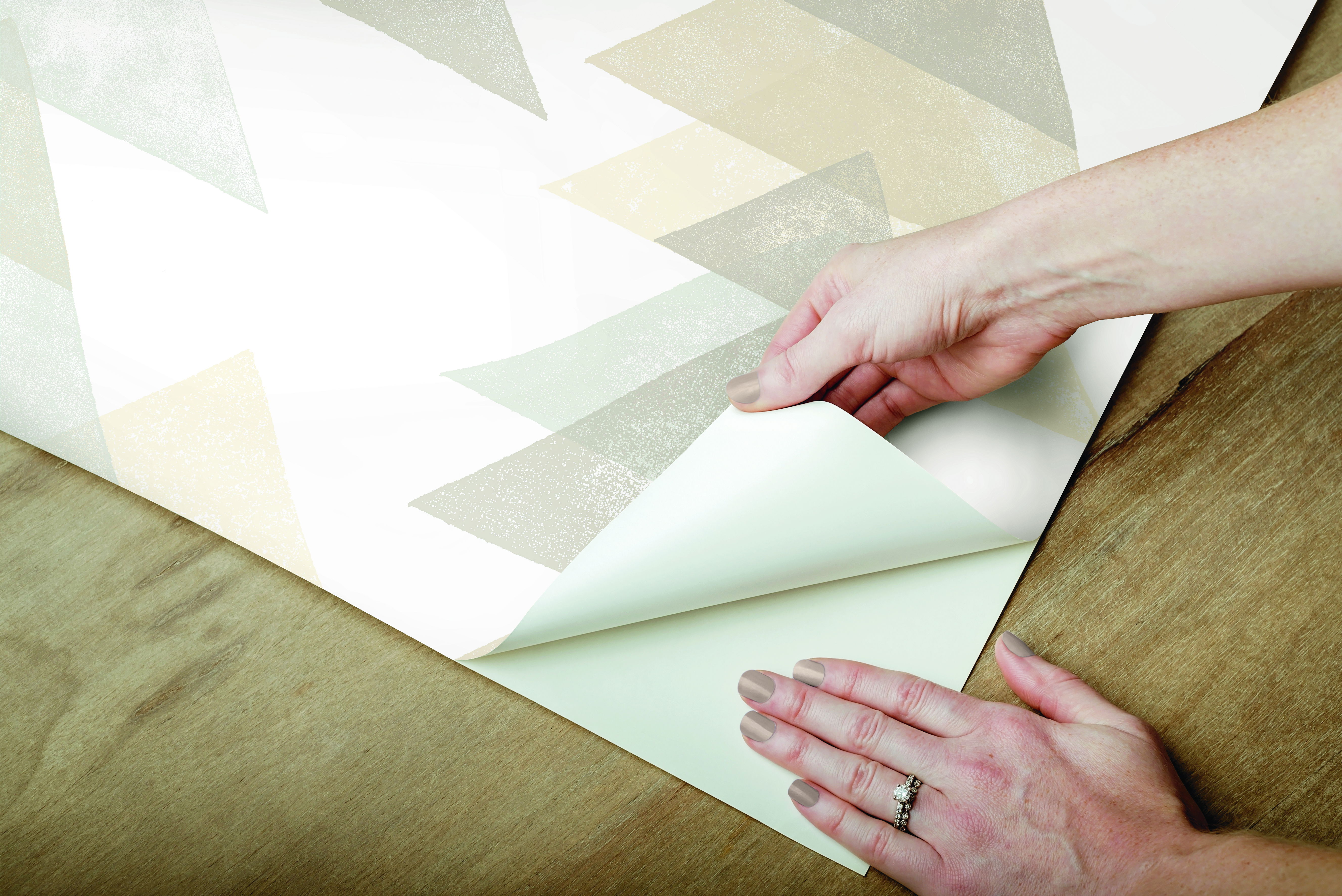 Triangles Neutral Peel & Stick Wallpaper large image 