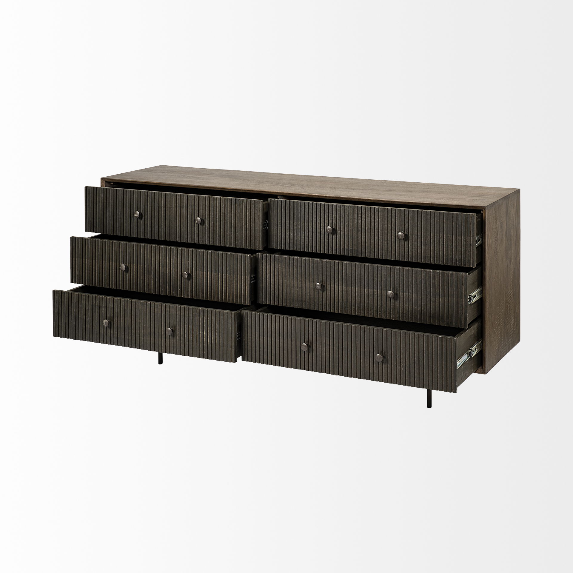 Grace 70Wx18.5Lx31.25H Two-Tone Brown Solid Wood 6 Drawer Sideboard, Sideboards & Buffet by Mercana, 70" length x 18.5" width x 31.25" height View 8