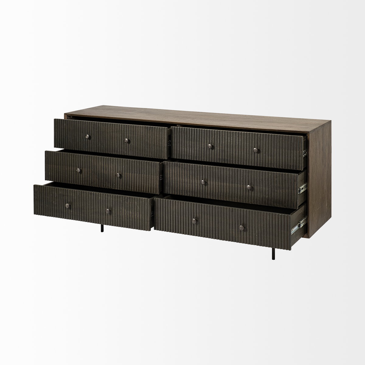 Grace 70Wx18.5Lx31.25H Two-Tone Brown Solid Wood 6 Drawer Sideboard, Sideboards & Buffet by Mercana, 70" length x 18.5" width x 31.25" height View 8