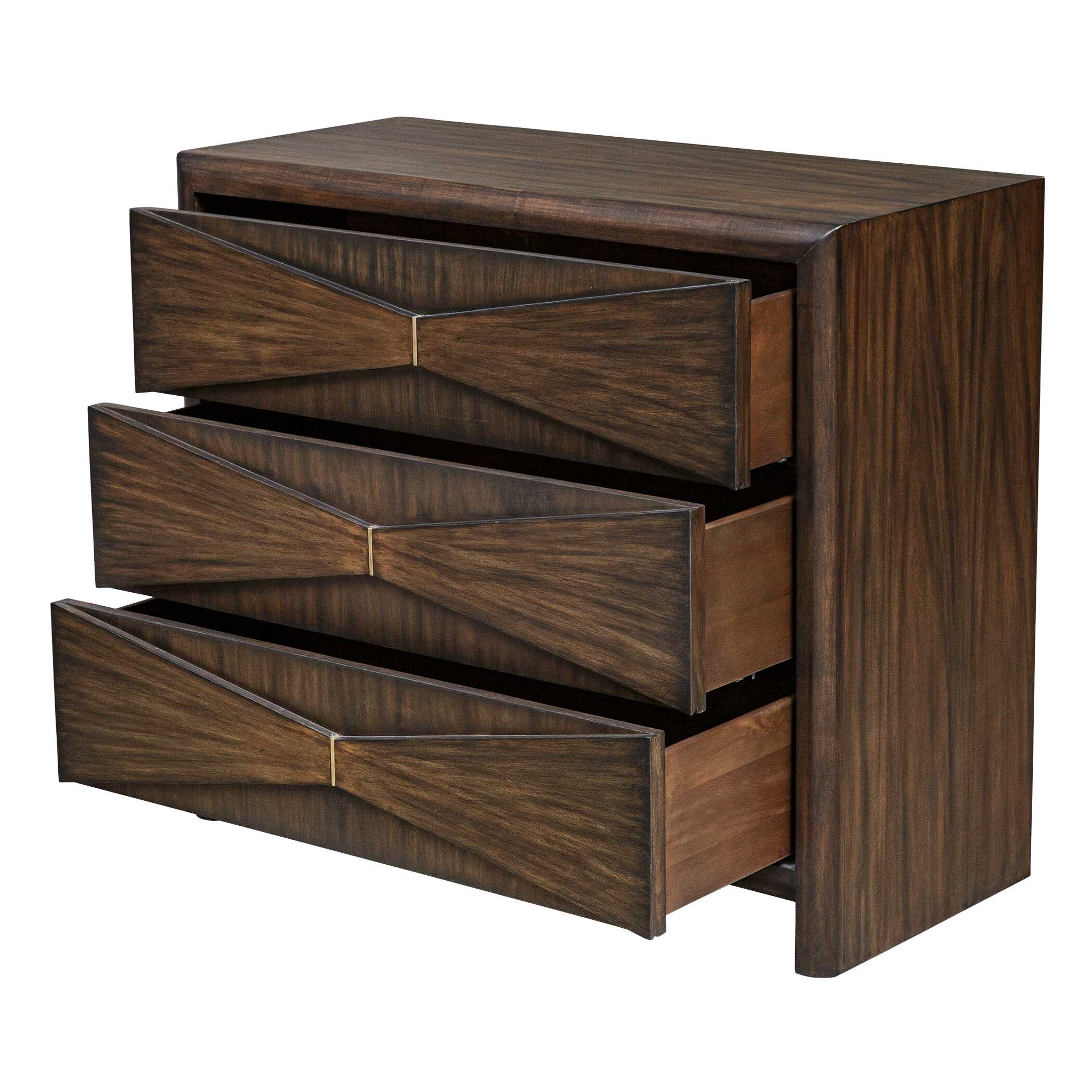 Bowtie 3 Drawer Mid-Century Chest, Furniture by Uttermost, 38" width x 33" height x 17" depth View 6