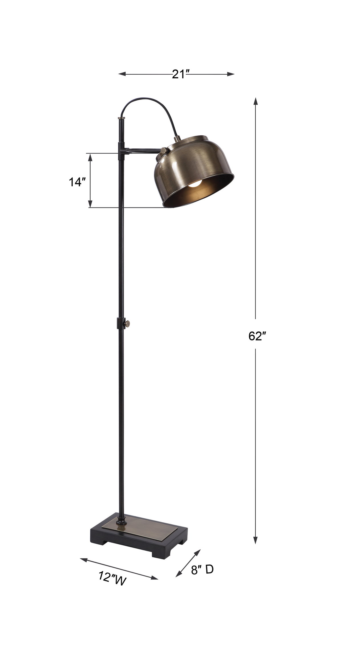Bessemer Industrial Floor Lamp, by Uttermost, 10" width x 4'11" height x 1'6" depth View 3