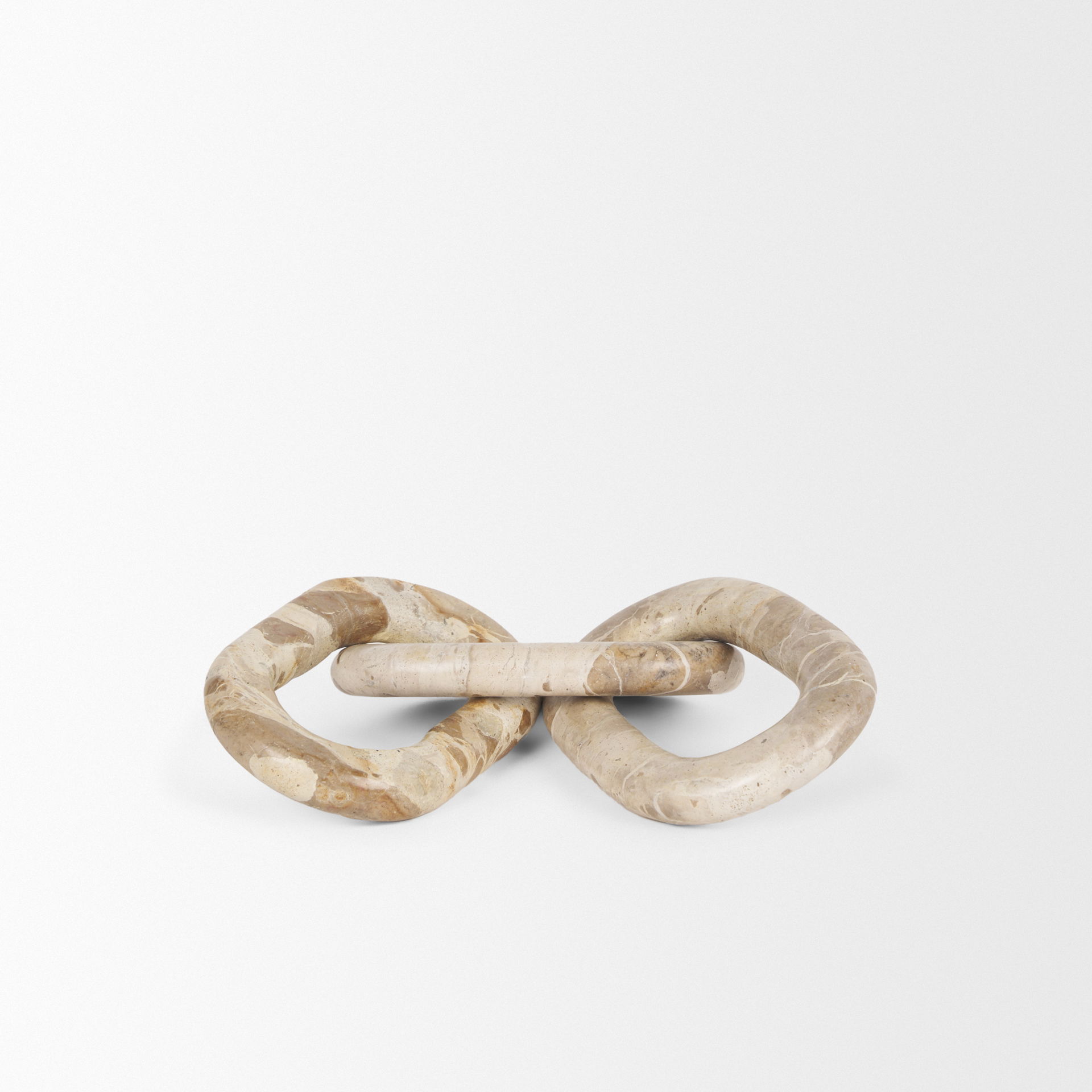 Reinir Beige Marble Chain Link Decorative Object, by Mercana, 13.25" length x 4.25" width x 1.06" height View 9