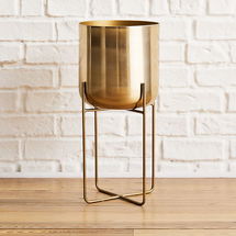 Online Designer Home/Small Office Spun Metal Standing Planter, Large, 9.25"D x 20.5"H, Antique Brass