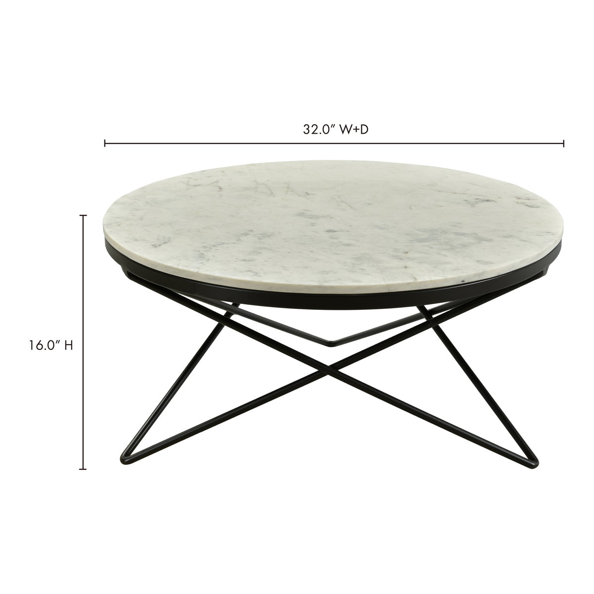 Haley Coffee Table Black, by Moe's Home, 32" width x 16" height x 32" depth View 7