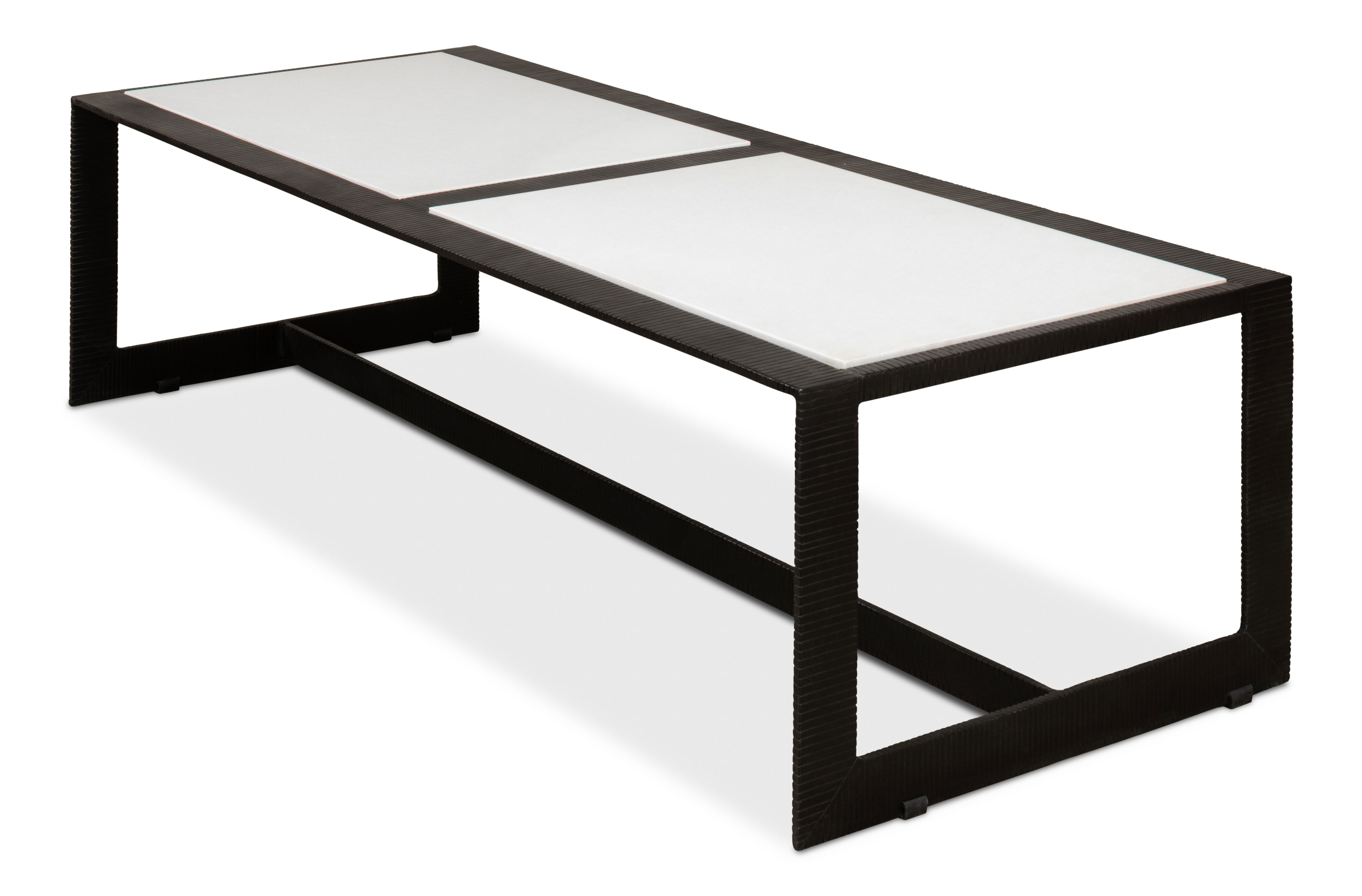 Ridged Iron Rectangular Coffee Table large image 