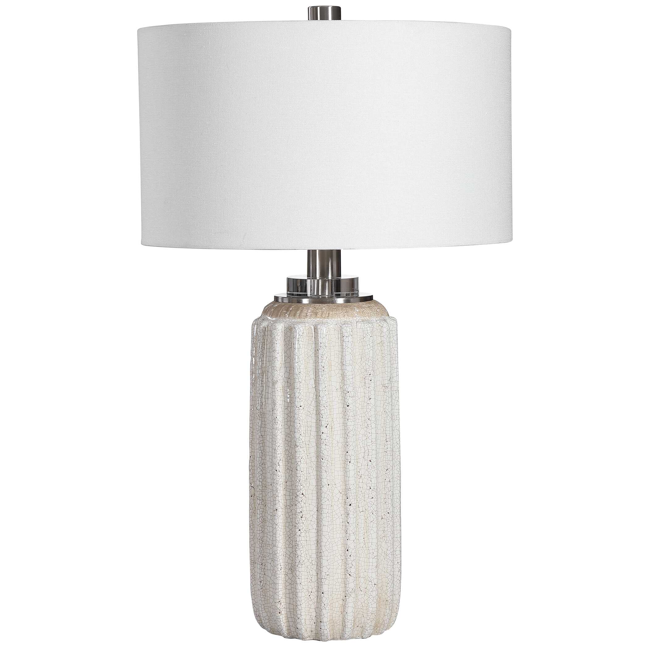 Azariah White Crackle Table Lamp, by Uttermost, 17" width x 29" height x 17" depth View 5
