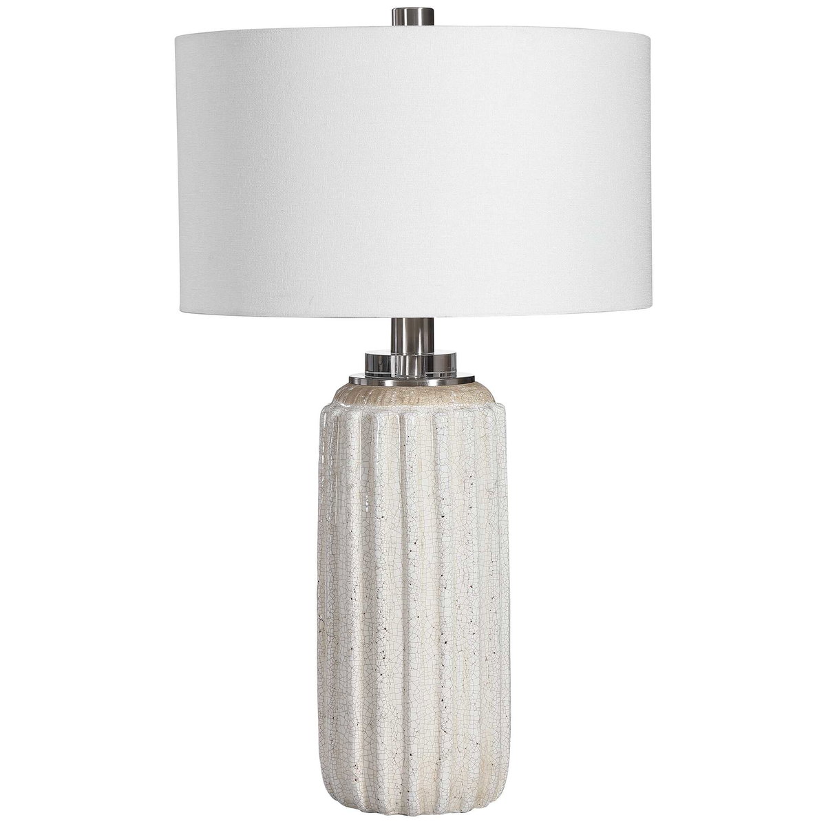 Azariah White Crackle Table Lamp, by Uttermost, 17" width x 29" height x 17" depth View 5