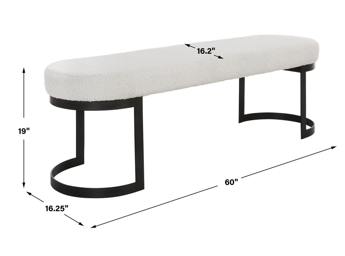 Infinity Black Bench, Benche by Uttermost, 60" width x 19" height x 16.25" depth View 3