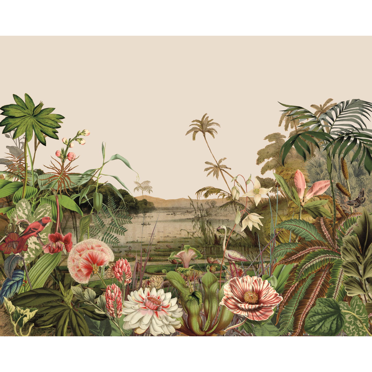 Floating Gardens Green Wall Mural large image 