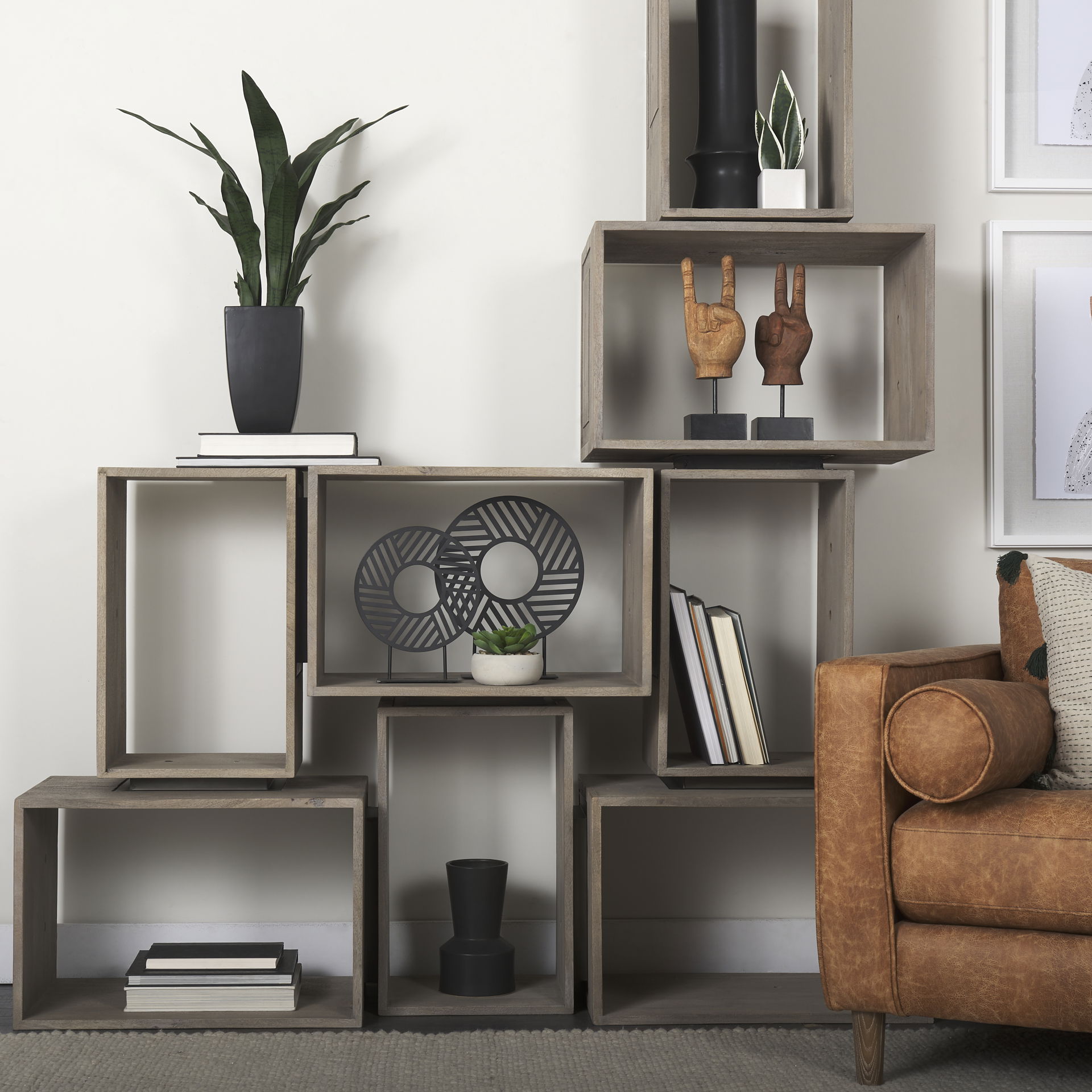 Pacem 4L x 4W Natural Wooden Carved Peace Sign Hand, Decorative Object by Mercana, 4" length x 3.94" width x 12.99" height View 5