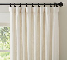 Online Designer Kitchen Emery Linen/Cotton Rod Pocket Curtain, 100 x 108", Ivory