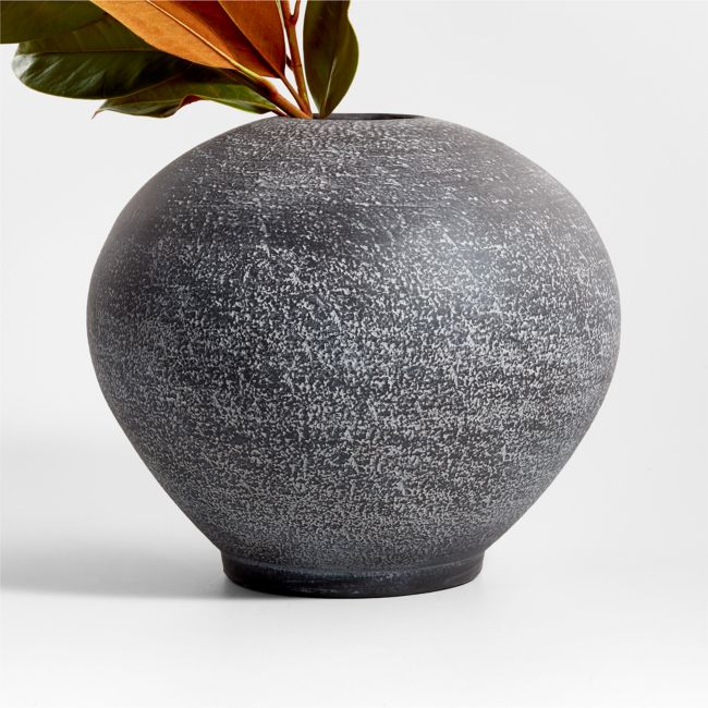 Online Designer Combined Living/Dining Ophelia Matte Black Round Vase 12