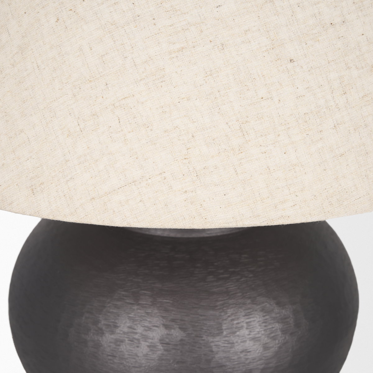 Salaah Black Brushed Metal with Beige Shade Table Lamp, by Mercana, 19.5" length x 19.5" width x 26" height View 8