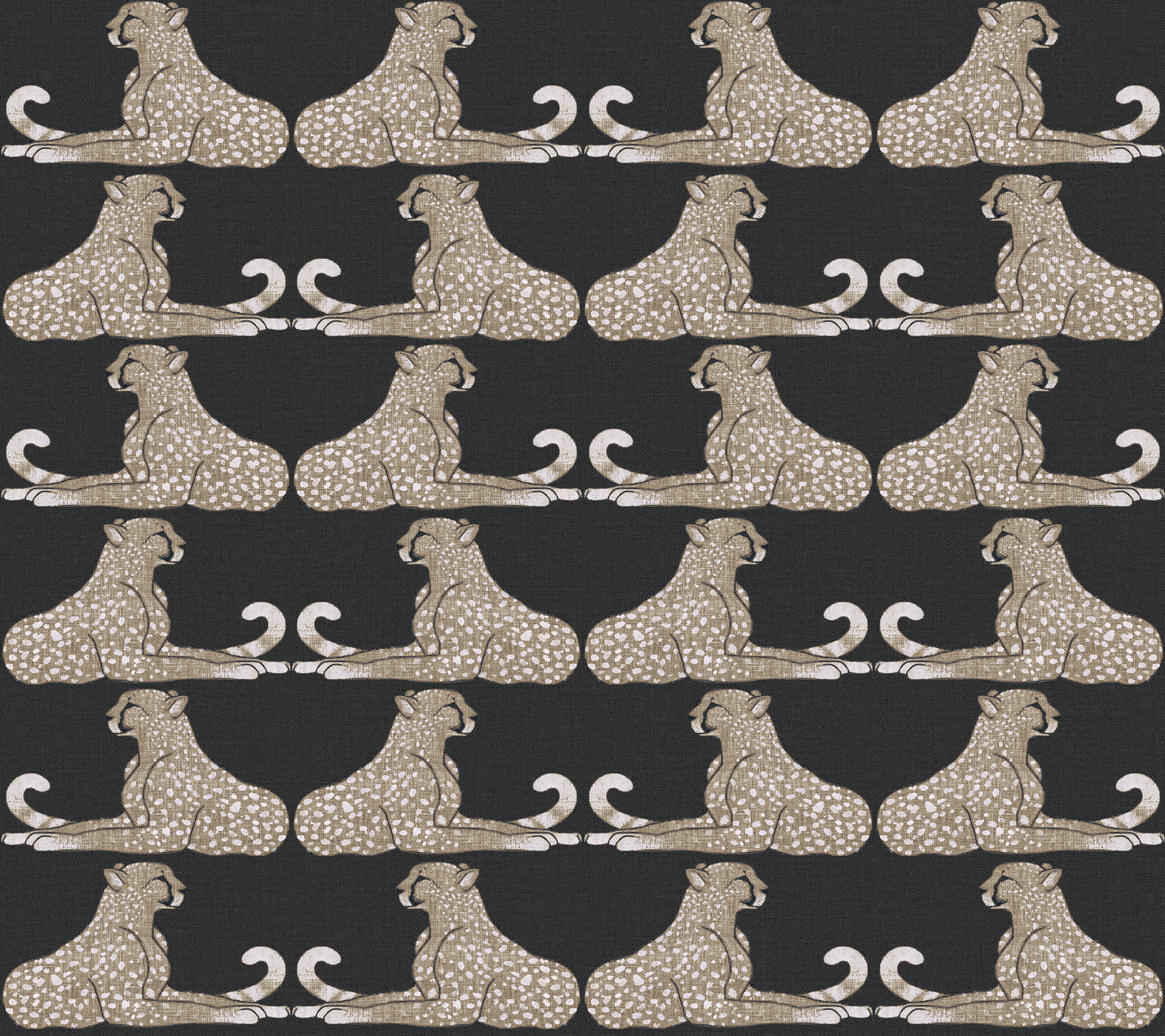 Reclining Cheetahs Black Peel & Stick Wallpaper large image 
