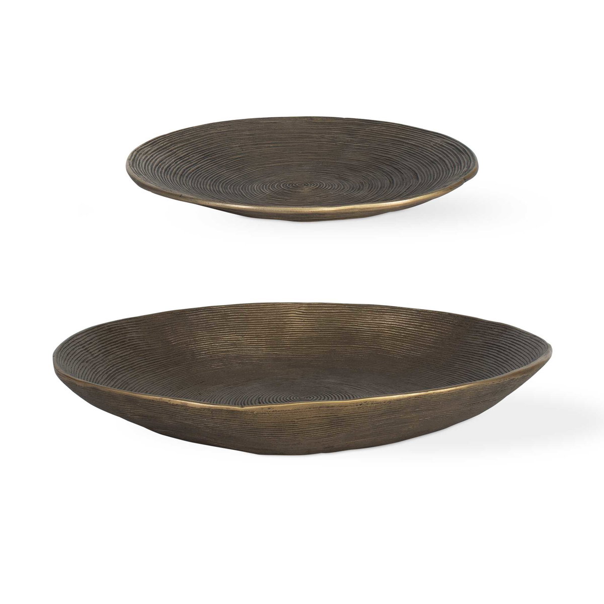 Stratum Round Brass Bowls Set/2, Decorative Tray by Uttermost, 17.5" width x 2.5" height x 17.5" depth View 1
