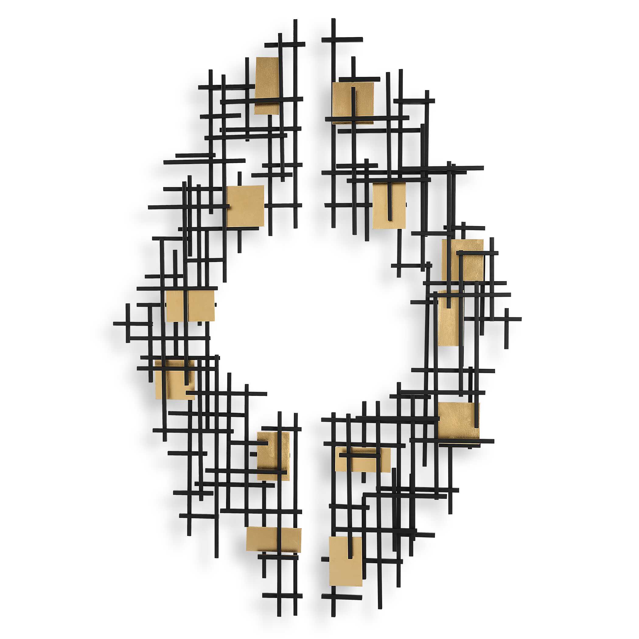Reflection Metal Grid Wall Decor Set/2, Sculptural Wall Art by Uttermost, 18.75" width x 57.5" height x 2.37" depth View 1