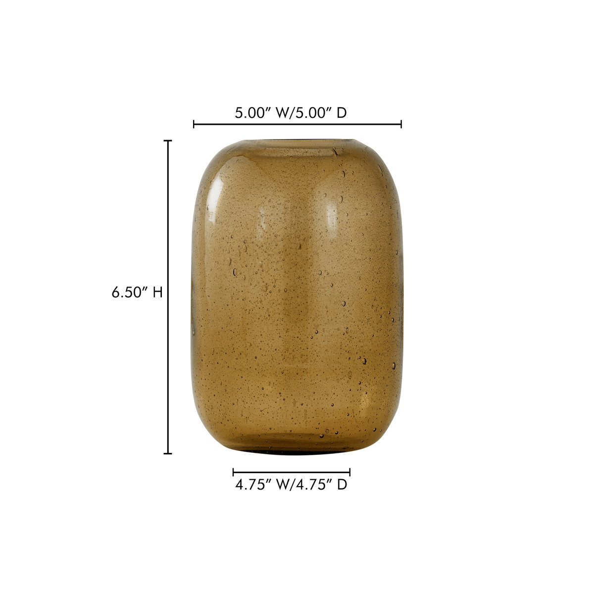 Circe Vase Amber, by Moe's Home, 5" width x 6.5" height x 5" depth View 7