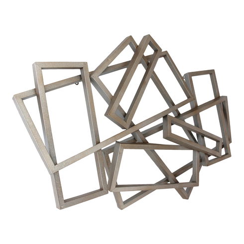 Metal Rectangles Wall Decor Silver