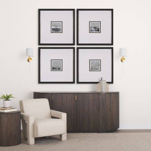 Santander II 6.5x22 Gold Metal and White Linen Shade Wall Sconce