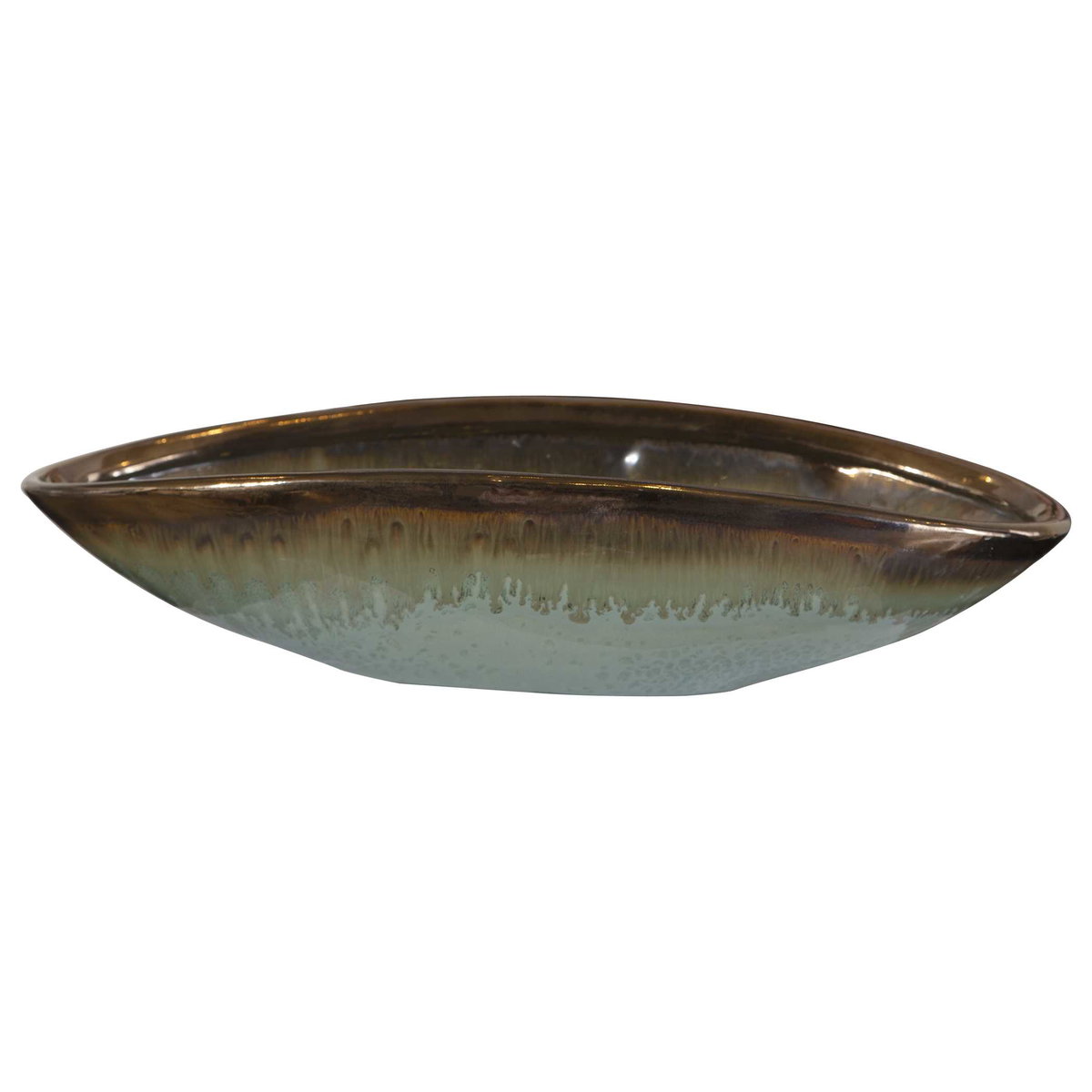 Iroquois Green Glaze Bowl, Decorative Tray by Uttermost, 15.75" width x 3.5" height x 7.5" depth View 3