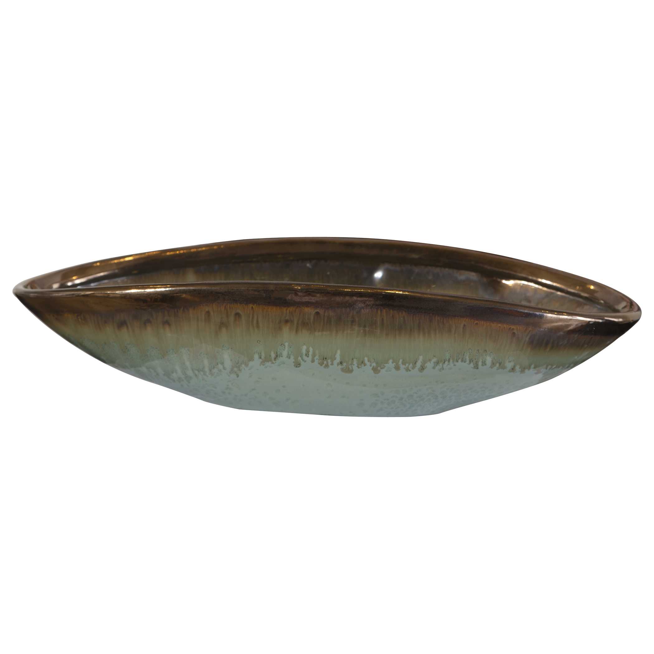 Iroquois Green Glaze Bowl, Decorative by Uttermost, 15.75" width x 3.5" height x 7.5" depth View 3