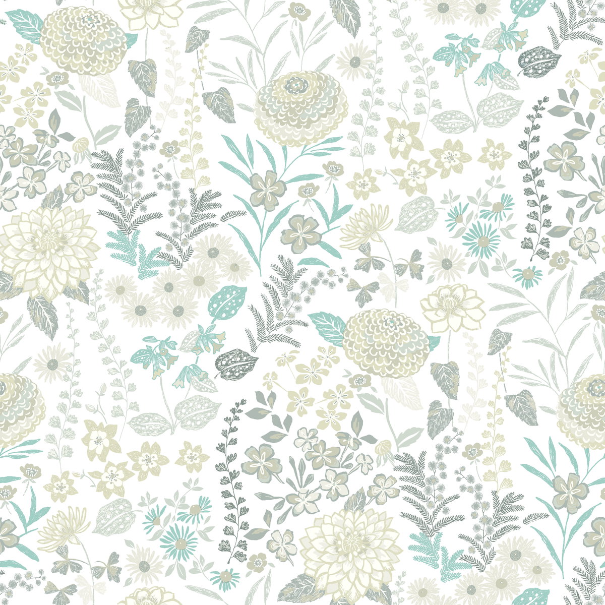 Waverly Fiona Floral Neutral Peel & Stick Wallpaper, by York Wall, 18' length x 1'8.5" width x 0.02" depth