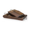 Durone (Set of 2) Brown Wooden Live Edge Serving Trays, Decorative Tray by Mercana, 23.5" length x 14.5" width x 3" height thumbnail 1