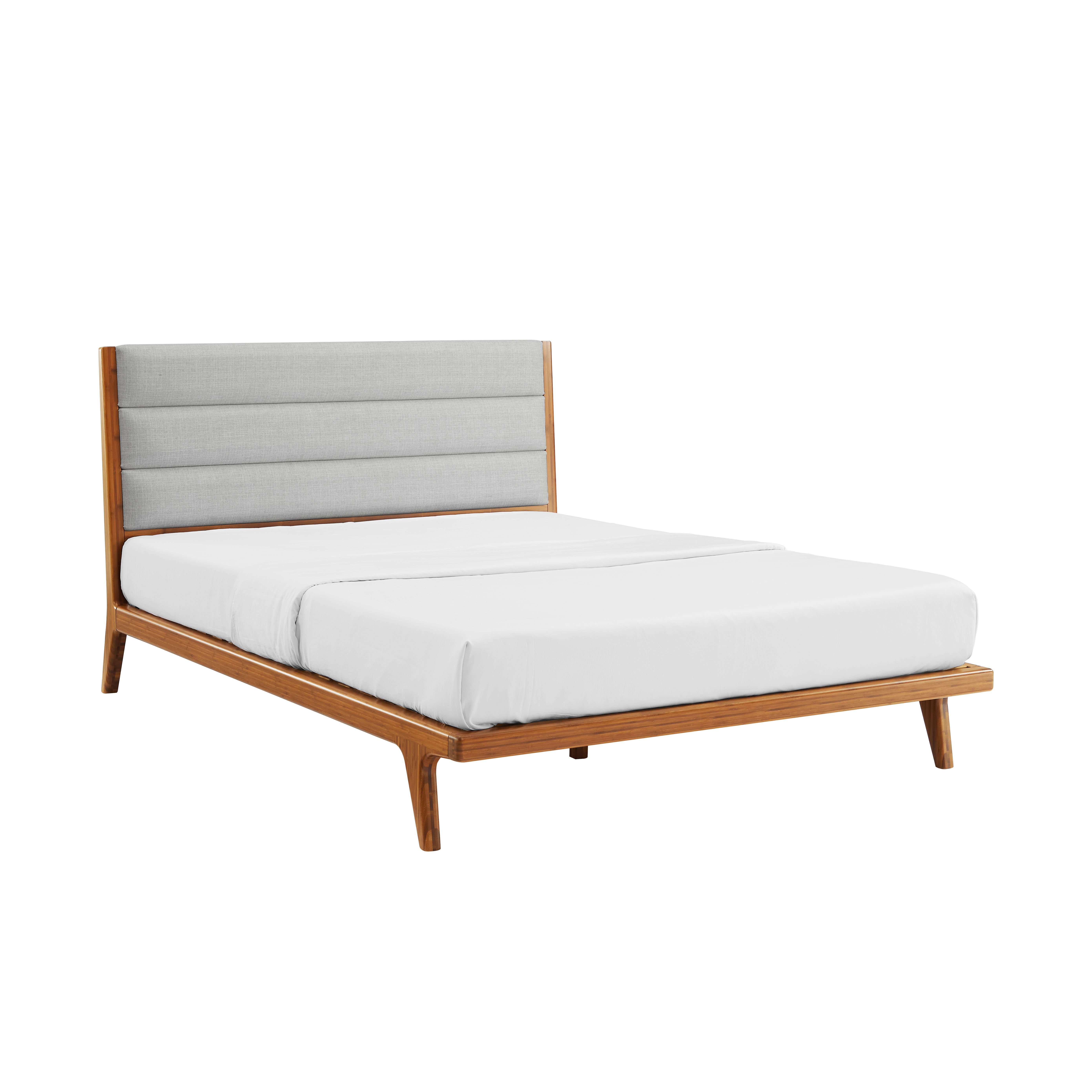 Mercury Upholstered Queen Platform Bed, Amber, by Greenington, 87" length x 63.5" width x 42" height View 1