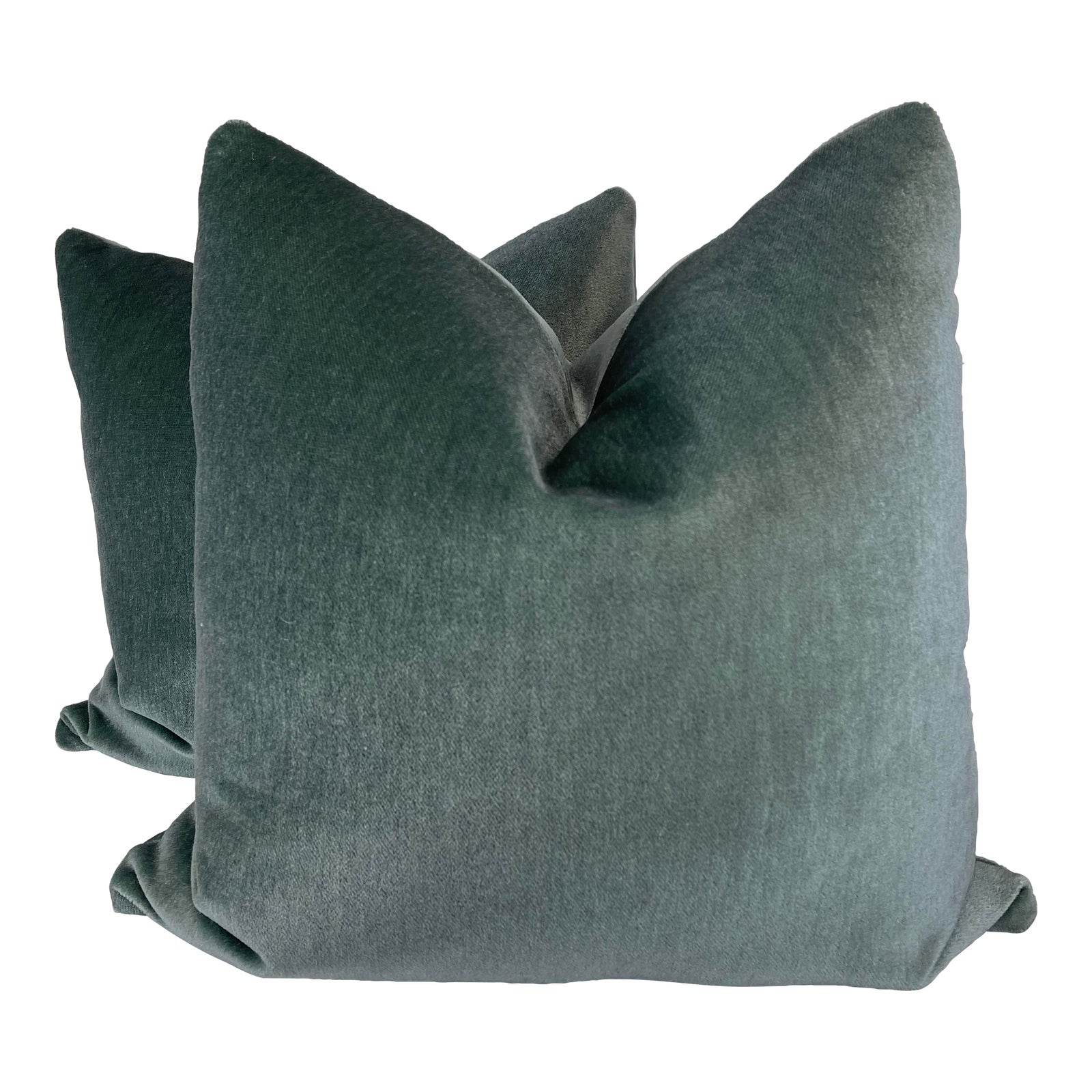 Online Designer Living Room Nobilis "Velours Yeti Mohair” in Lichen 22" Pillows-A Pair