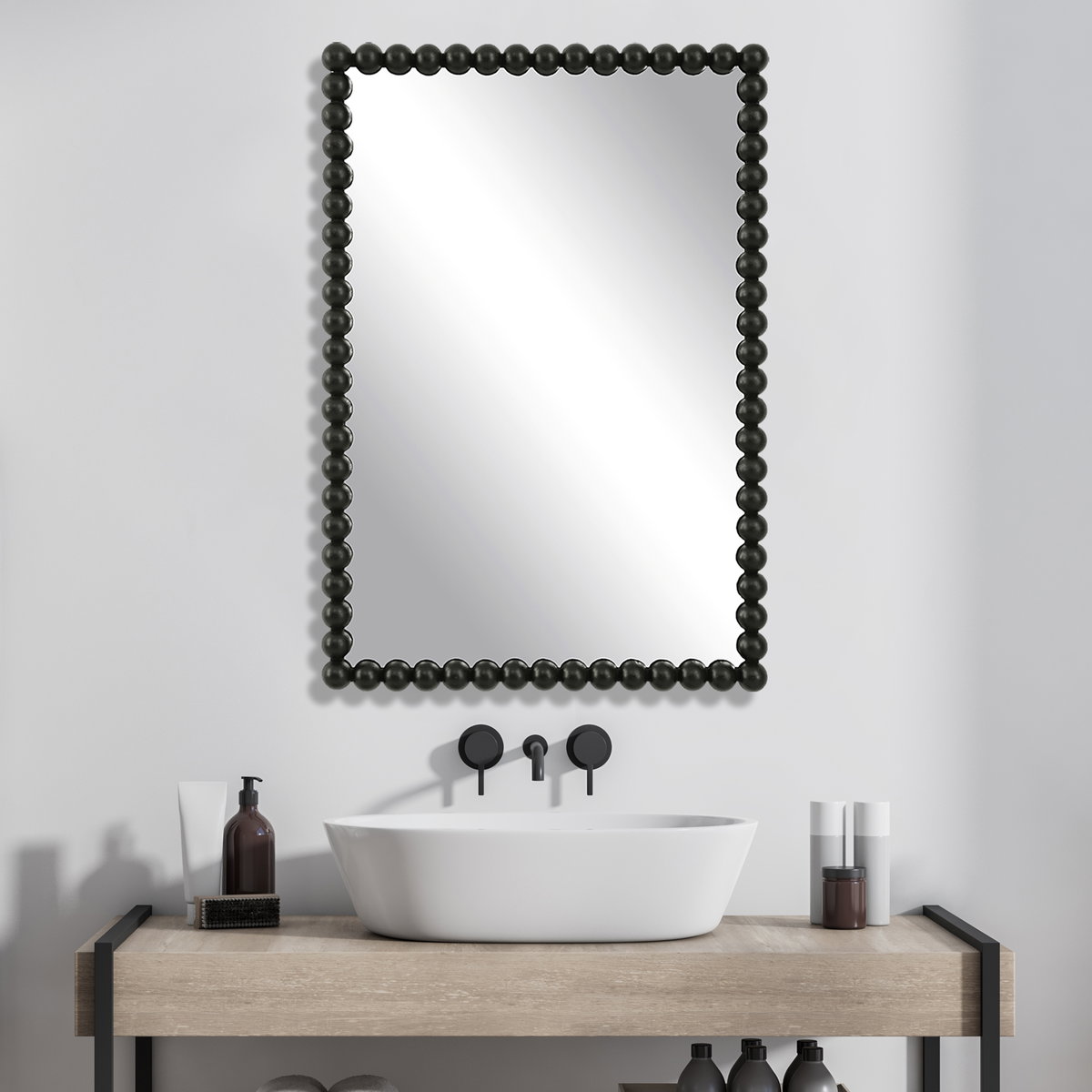 Serna Black Vanity Mirror, by Uttermost, 1'8.5" width x 2'6" height x 2" depth View 2