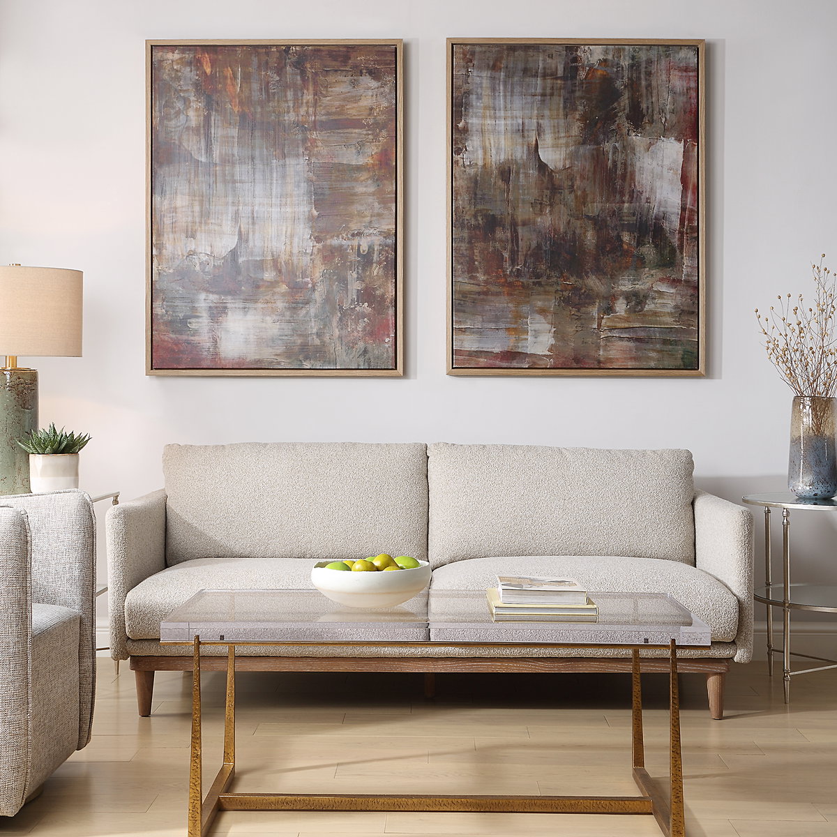 Molten Patina Framed Canvases Set/2, Art by Uttermost, 38.25" width x 50.25" height x 1.5" depth View 2