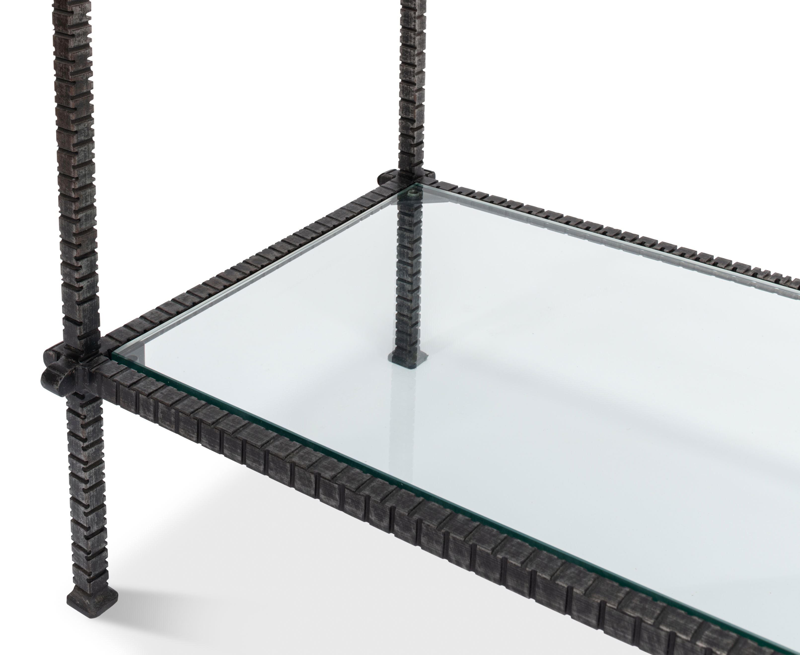 Hand Chased Iron Console Tble  Glass Top large image 