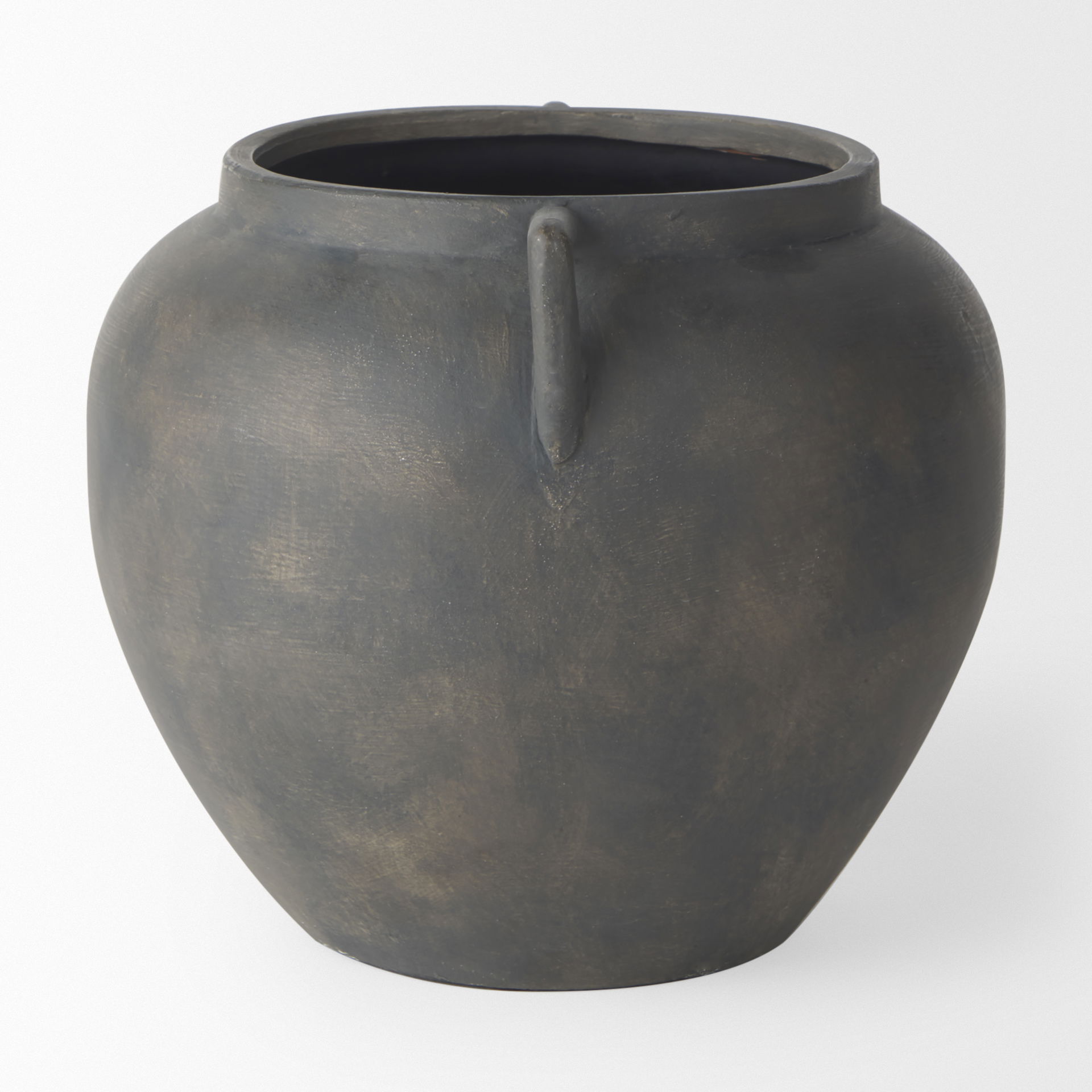 Kilian Short Brown-Gray Double Ear Vase, by Mercana, 9.45" length x 9.45" width x 8.46" height View 4