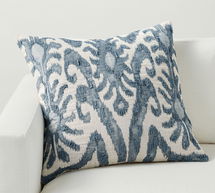 Online Designer Hallway/Entry Delancey Embroidered Pillow Cover, 24", Steel Blue