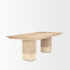 Shivon 94' Light Brown Mango Wood with Travertine Dining Table, by Mercana, 94" length x 42" width x 30" height thumbnail 7
