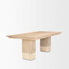 Shivon 94'L x 42'W Dining Table | Light Brown Wood & Light Brown Wood & Travertine | Seats 8, by Mercana, 94" length x 42" width x 30" height thumbnail 7