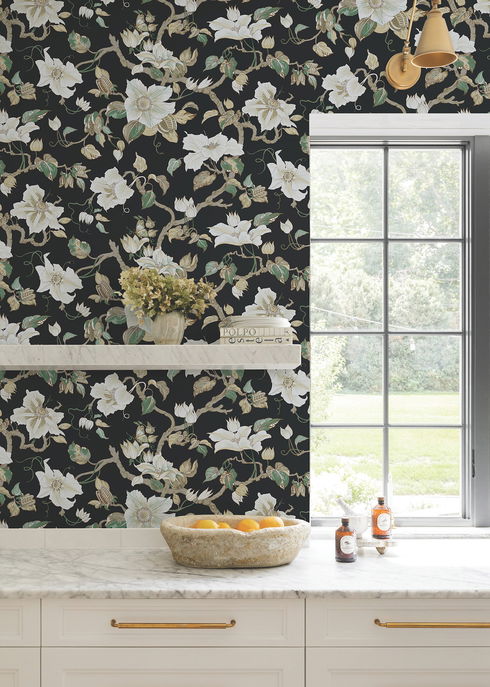 Marguerite Vine Black Wallpaper