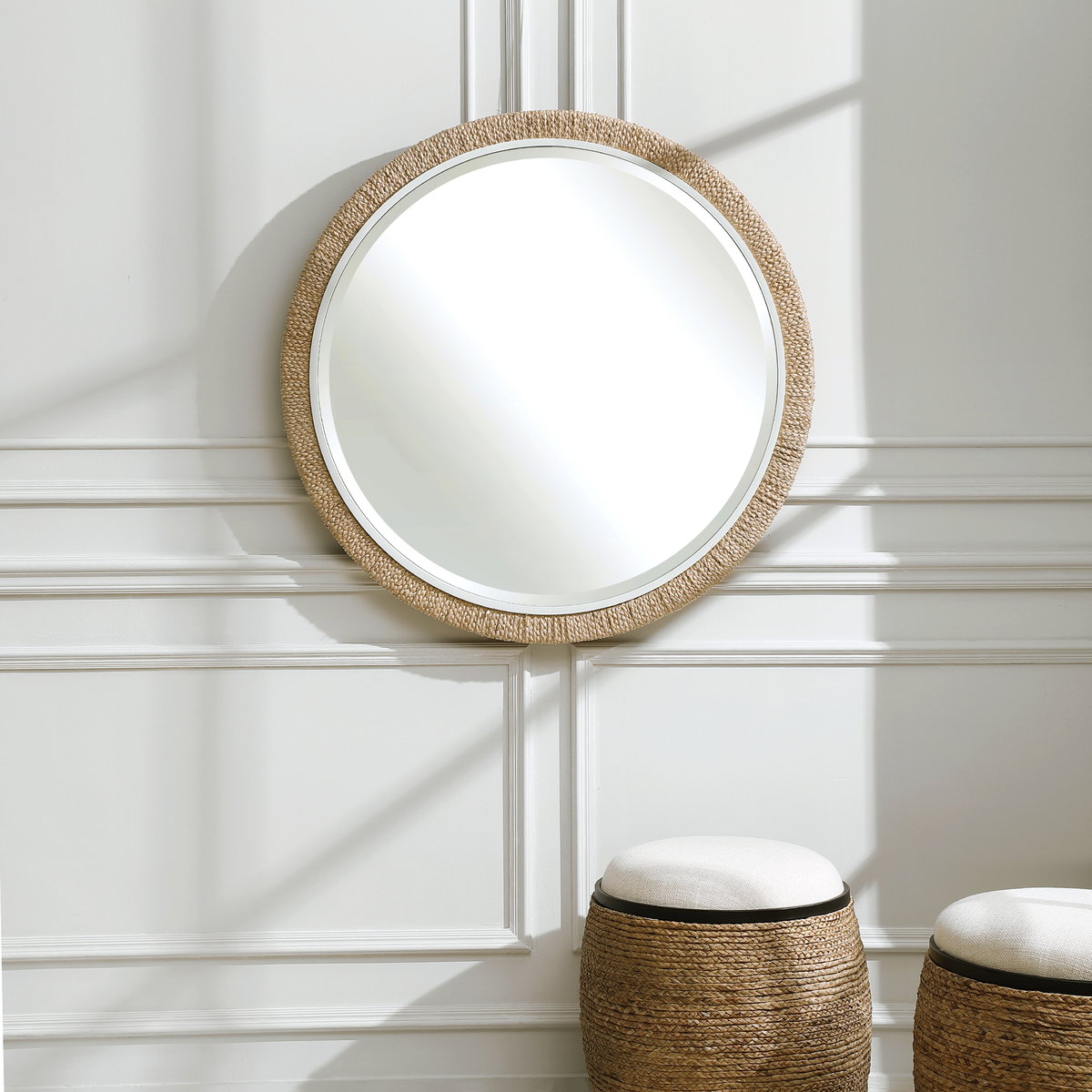 Carbet Round Rope Mirror, by Uttermost, 3'3.75" width x 3'3.75" height x 2" depth View 2