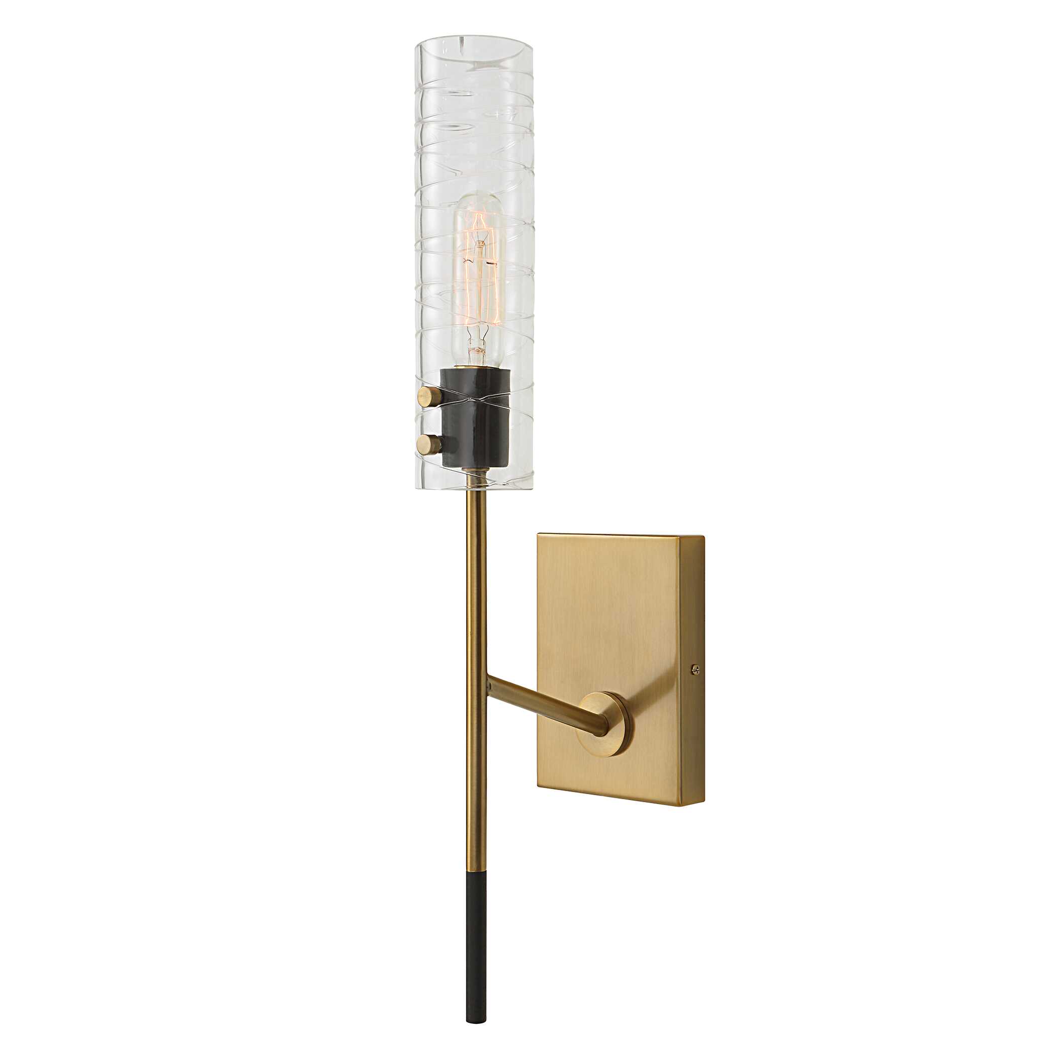 Telesto 1 Light Brass Sconce, Ceiling Light by Uttermost, 4.5" width x 22" height x 6.75" depth View 4