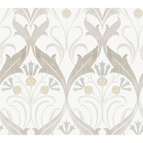 Pine Cone Ribbon Neutral Wallpaper