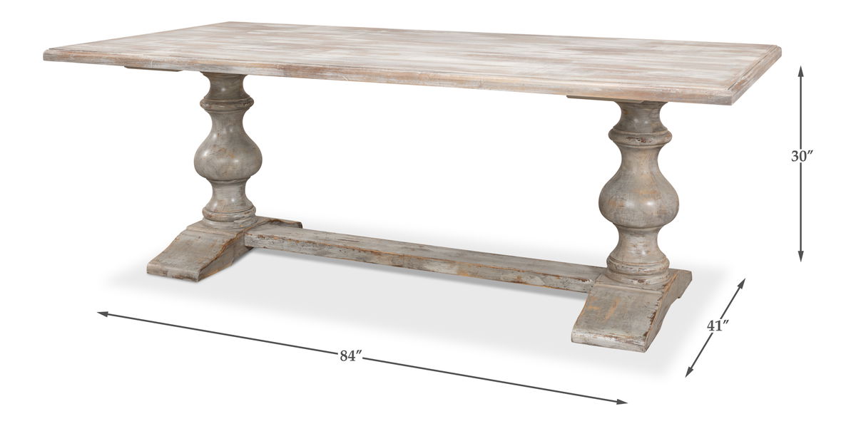 Lionisio Trestle Table  Grey Oak, by Sarreid, 3'5" length x 7' width x 2'6" height View 14