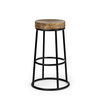 Flynn 26.25' Seat Height Brown Wood Seat Black Metal Frame Stool, Counter & Bar Stool by Mercana, 16" length x 16" width x 26.5" height thumbnail 1