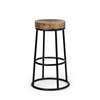 Flynn Backless 26.5in Seat Counter Stool | Brown Wood with Black Metal, Counter & Bar Stool by Mercana, 16" length x 16" width x 26.5" height thumbnail 1
