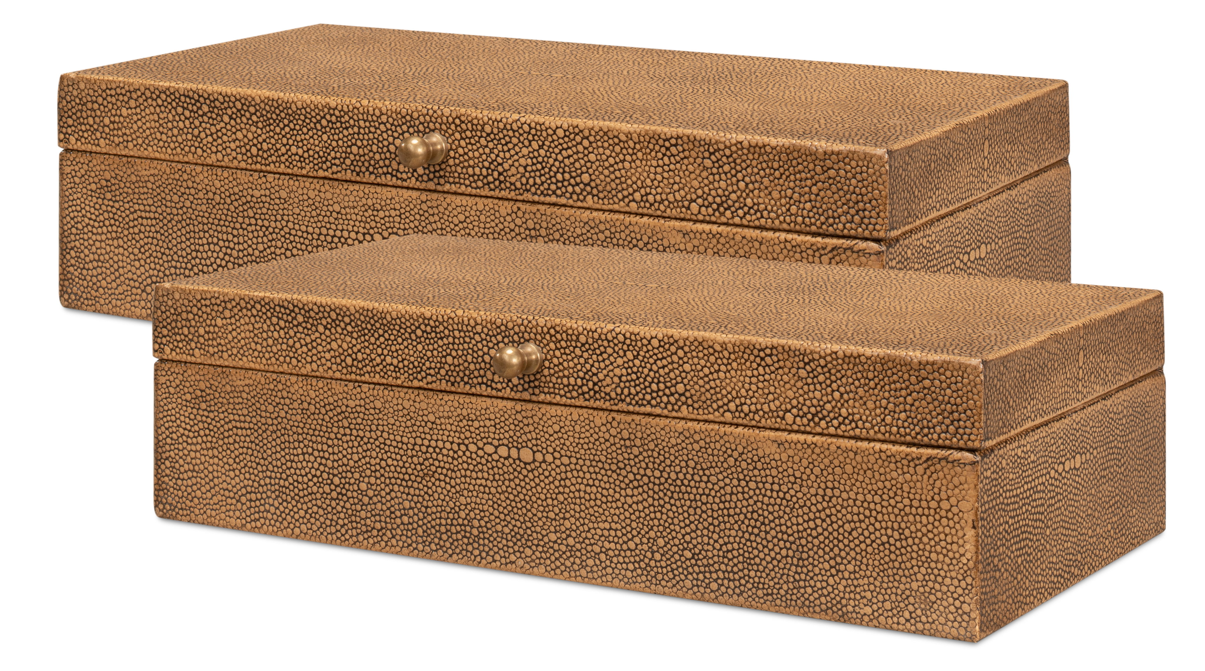 Gatsburg Shagreen Box, Tawny Brown, S/2 large image 