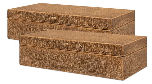 Gatsburg Shagreen Box, Tawny Brown, S/2