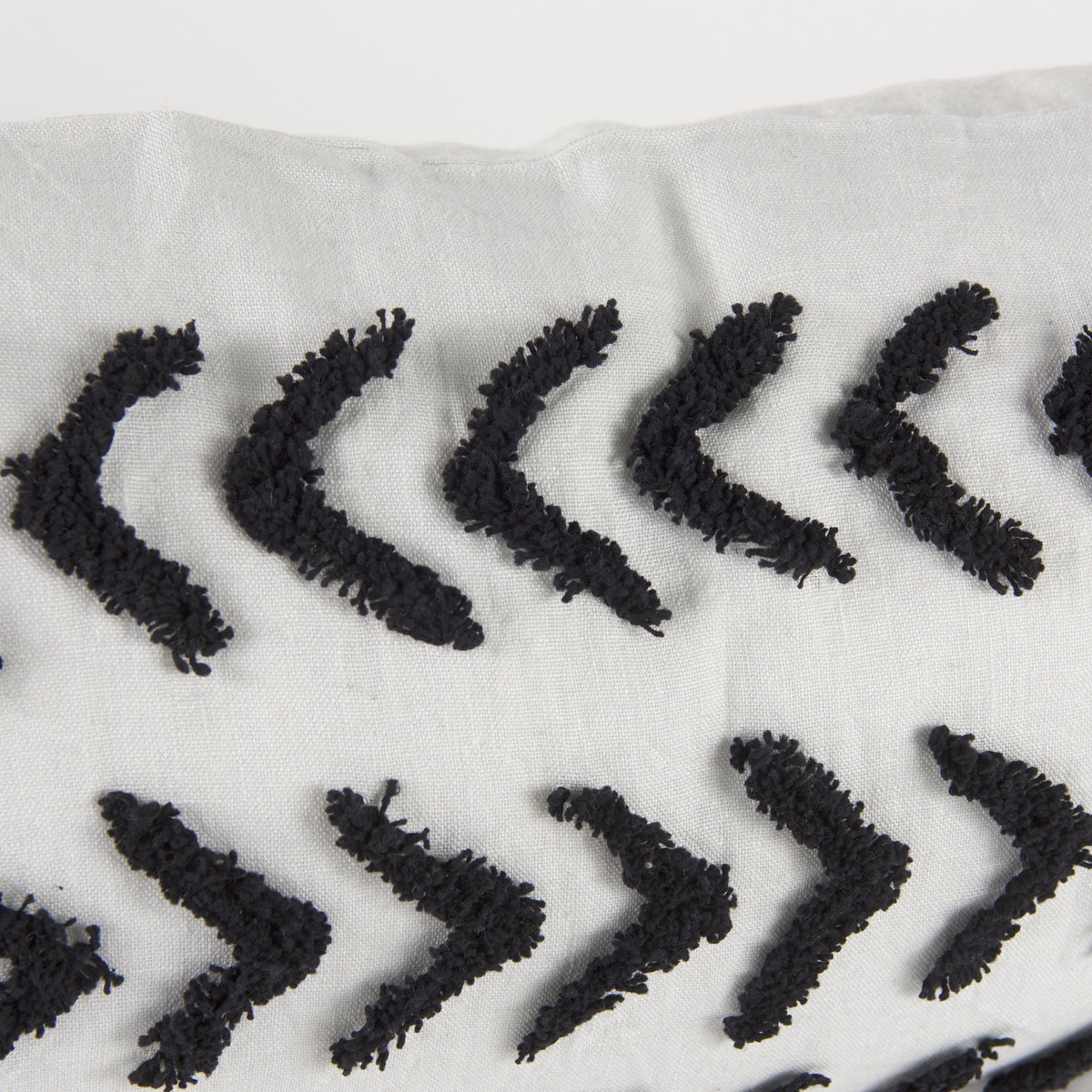 Kimia 14x26 White and Black Fabric Herringbone and Fringed Decorative Pillow Cover, by Mercana, 14" length x 26" width x 0.2" height View 11