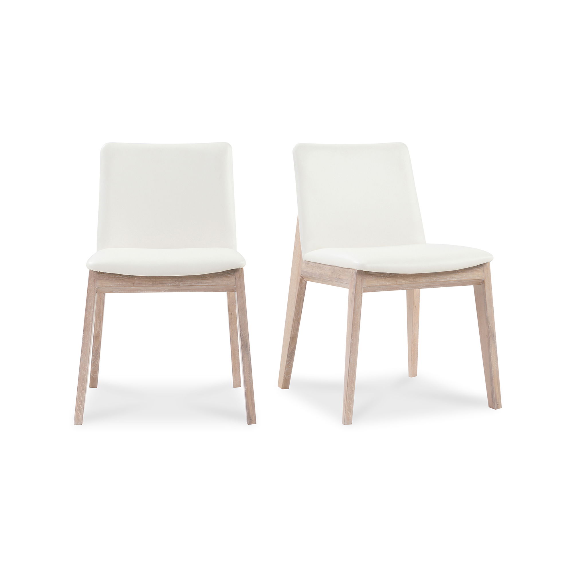 Deco Oak Dining Chair Cream White Pvc - Set Of Two, by Moe's Home, 21.25" width x 31.1" height x 21.25" depth View 2
